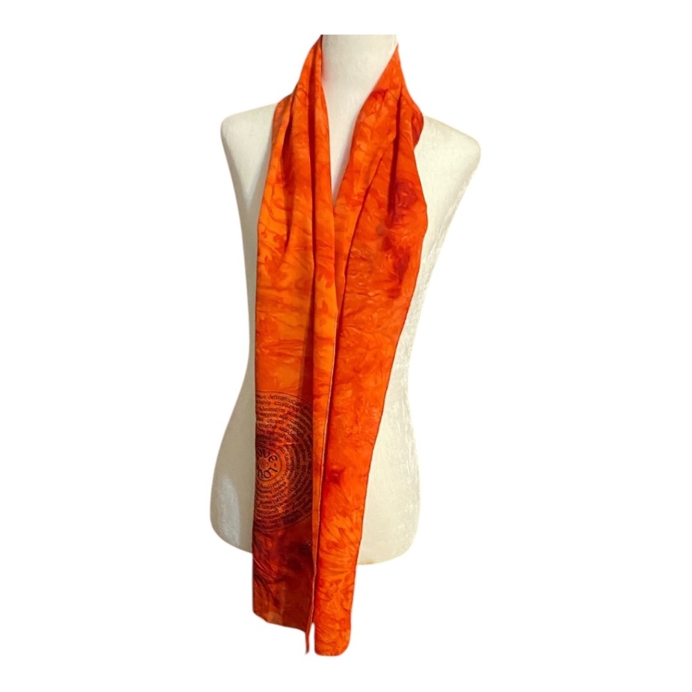 Silk tie dyed “Love” scarf. Handmade/handprinted - Picture 5 of 12